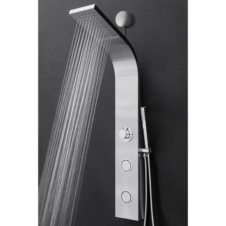39 in. 2-Jet Easy Connect Shower Panel System in Stainless Steel with Rainfall Waterfall Shower Head and Shower Wand