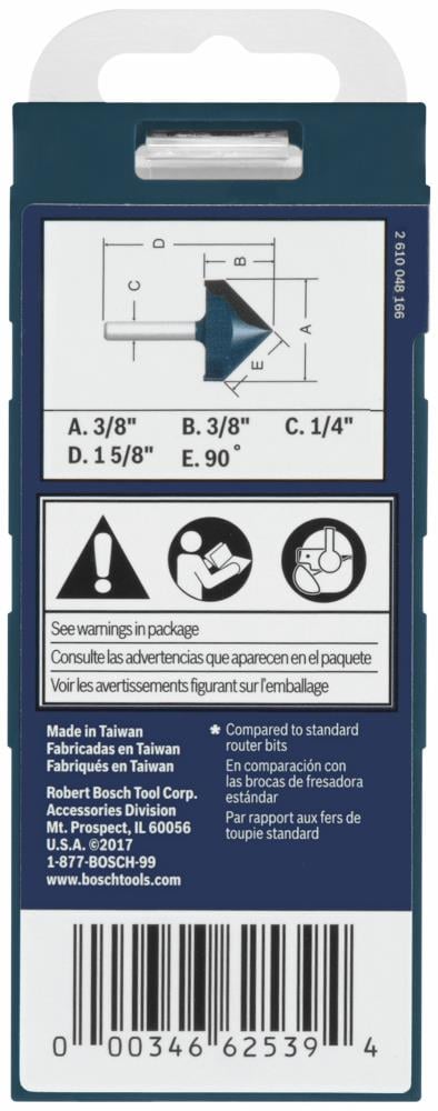 Bosch 3/8-in Carbide-Tipped V-Groove and Scoring Router Bit, 1/4-in Shank