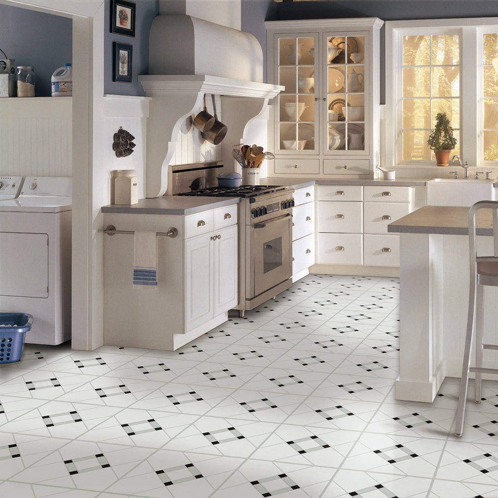Armstrong Flooring Black/White 12-in x 12-in Water-Resistant Peel-and-Stick Vinyl Tile Flooring (1-sq ft)