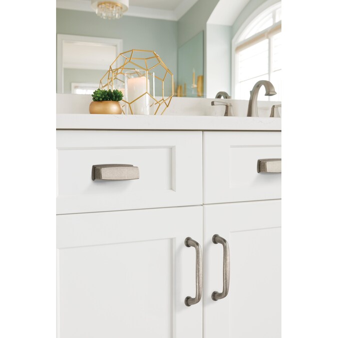 Amerock Kane 3-3/4-in (96mm) Center to Center Weathered Nickel Rectangular Cup Drawer Pull