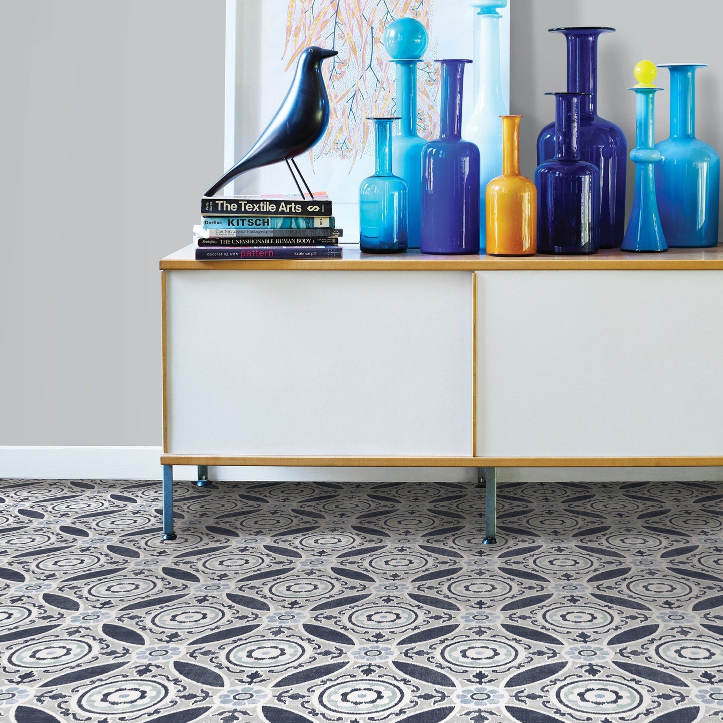 FloorPops Blue 12-in x 12-in Water Resistant Peel and Stick Vinyl Tile Flooring (20-sq ft)