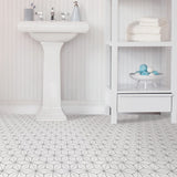 FloorPops White 2.76-mil x 12-in W x 12-in L Water Resistant Peel and Stick Vinyl Tile Flooring, 10-sq ft Carton