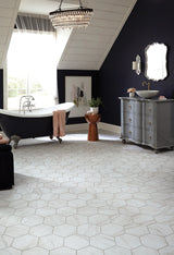 Style Selections Grecian Marble 7-3/4-in x 9-in Groutable Water Resistant Peel and Stick Vinyl Tile Flooring (0.3699-sq ft)
