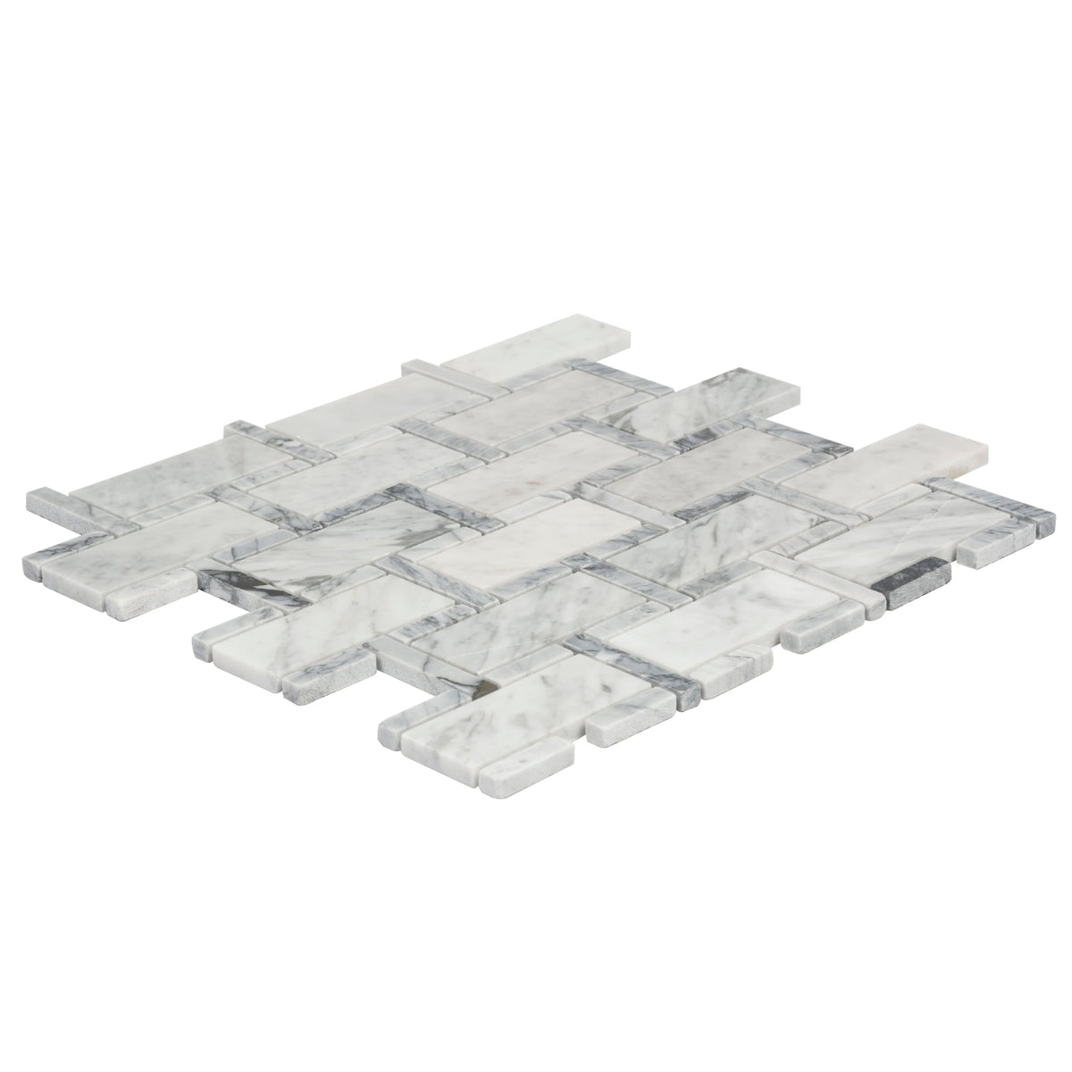 Satori Carrara Grigio 12-in x 12-in Polished Natural Stone Subway Mosaic Wall Tile (0.95-sq. ft/ Piece)