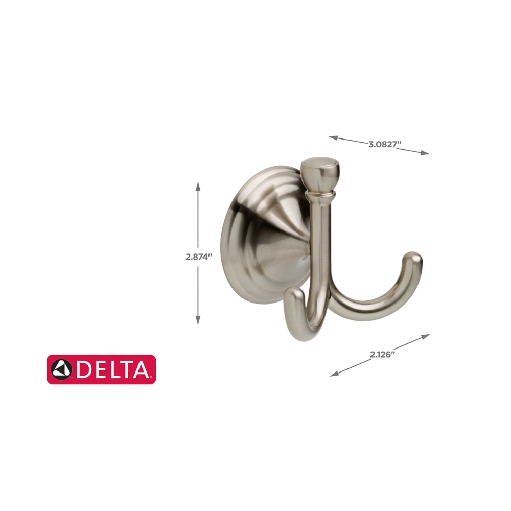 Delta Windemere Double Hook Brushed Nickel Towel Hook