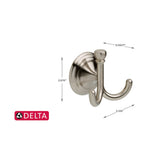 Delta Windemere Double Hook Brushed Nickel Towel Hook