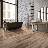 CALI Mute step Dockwood Oak Brown 20-mil x 7-in W x 48-in L Waterproof Interlocking Luxury Vinyl Plank Flooring (24.03-sq ft/ Carton)