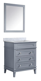 ANZZI Wineck Series 30-in Gray Single Sink Bathroom Vanity with Carrara White Natural Marble Top (Mirror Included)