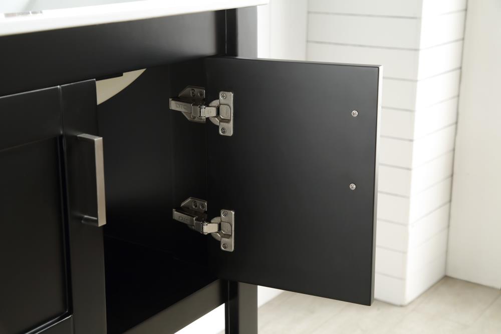 ANZZI Mosset Series 24-in Black Single Sink Bathroom Vanity with White Ceramic Top (Mirror Included)