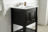 ANZZI Mosset Series 24-in Black Single Sink Bathroom Vanity with White Ceramic Top (Mirror Included)
