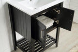 ANZZI Mosset Series 24-in Black Single Sink Bathroom Vanity with White Ceramic Top (Mirror Included)