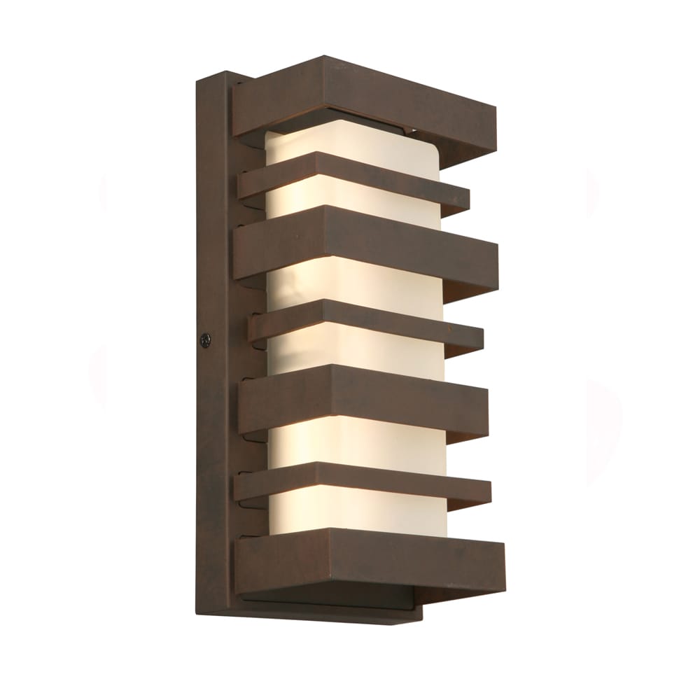 Portfolio Glen Hallow 11-in H Rust Integrated LED Outdoor Wall Light, Hardwired, Wet Rated