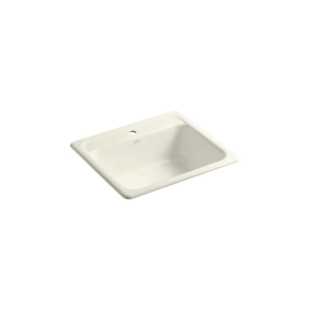 Mayfield Drop-In Cast Iron 25 in. 1-Hole Single Bowl Kitchen Sink in White - Super Arbor