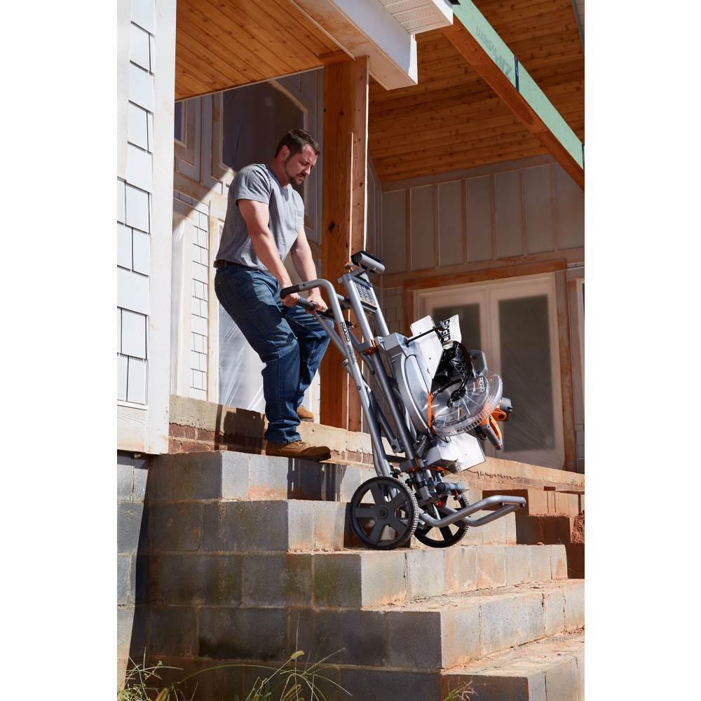15 Amp Corded 12 in. Dual Bevel Miter Saw with LED with Universal Mobile Miter Saw Stand with Mounting Braces - Super Arbor
