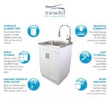 All-in-One 23.6 in. x 19.7 in. x 34.6 in. Stainless Steel Laundry/Utility Sink and Wood Cabinet with Faucet in White - Super Arbor
