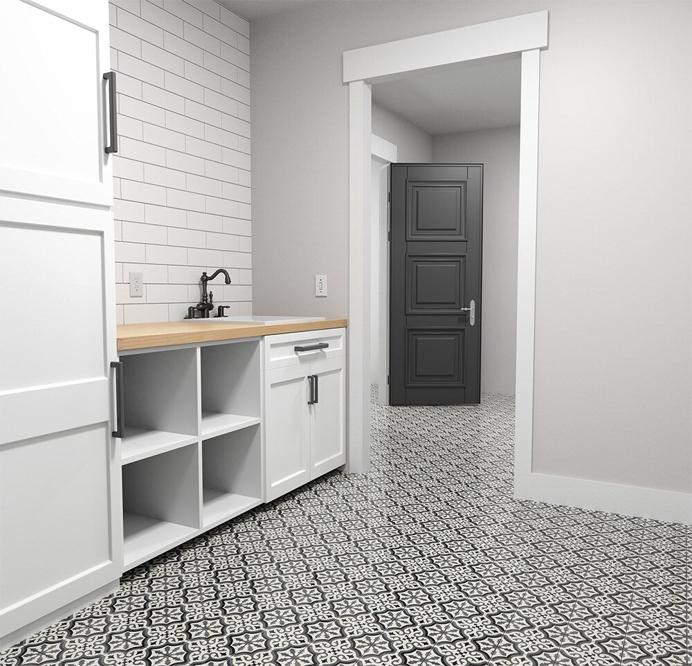Elida Ceramica Lolita Deco Squares 6-in x 6-in Matte Porcelain Encaustic Floor and Wall Tile, 0.239-sq ft Piece