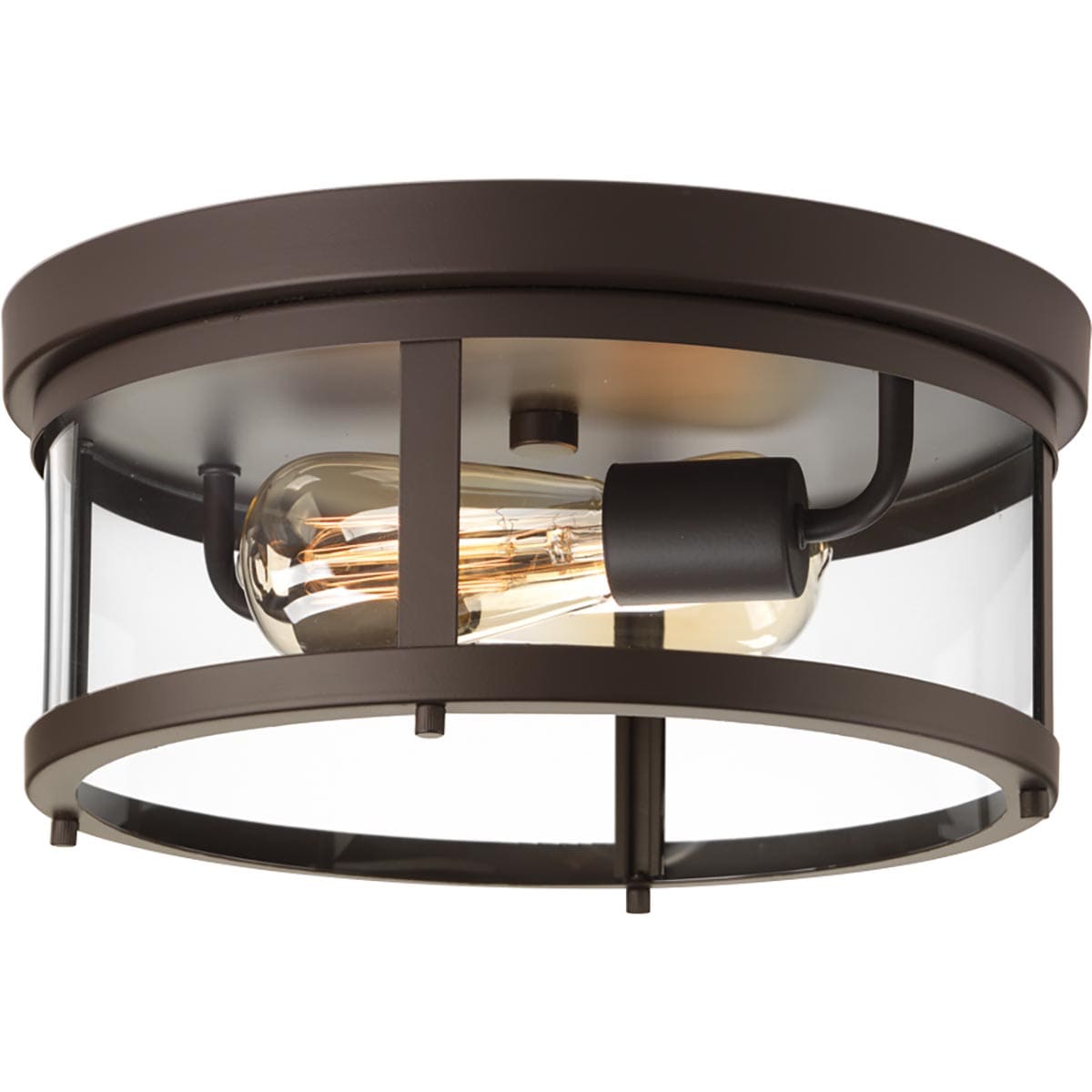 Progress Lighting Gunther 12.625-in Antique Bronze Transitional Incandescent Flush Mount Light