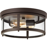 Progress Lighting Gunther 12.625-in Antique Bronze Transitional Incandescent Flush Mount Light