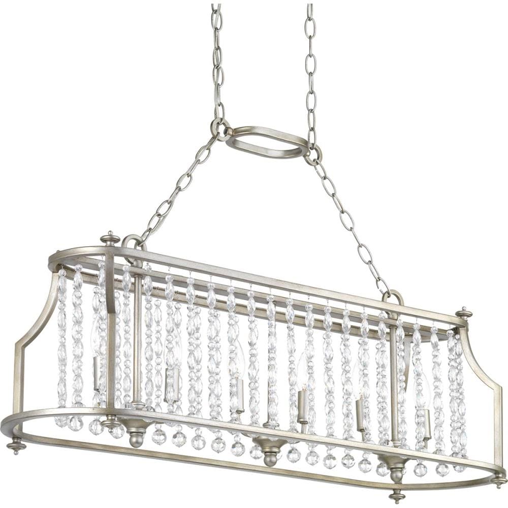 Progress Lighting Desiree 6-Light Silver Ridge Glam Linear Kitchen Island Light, 38-in