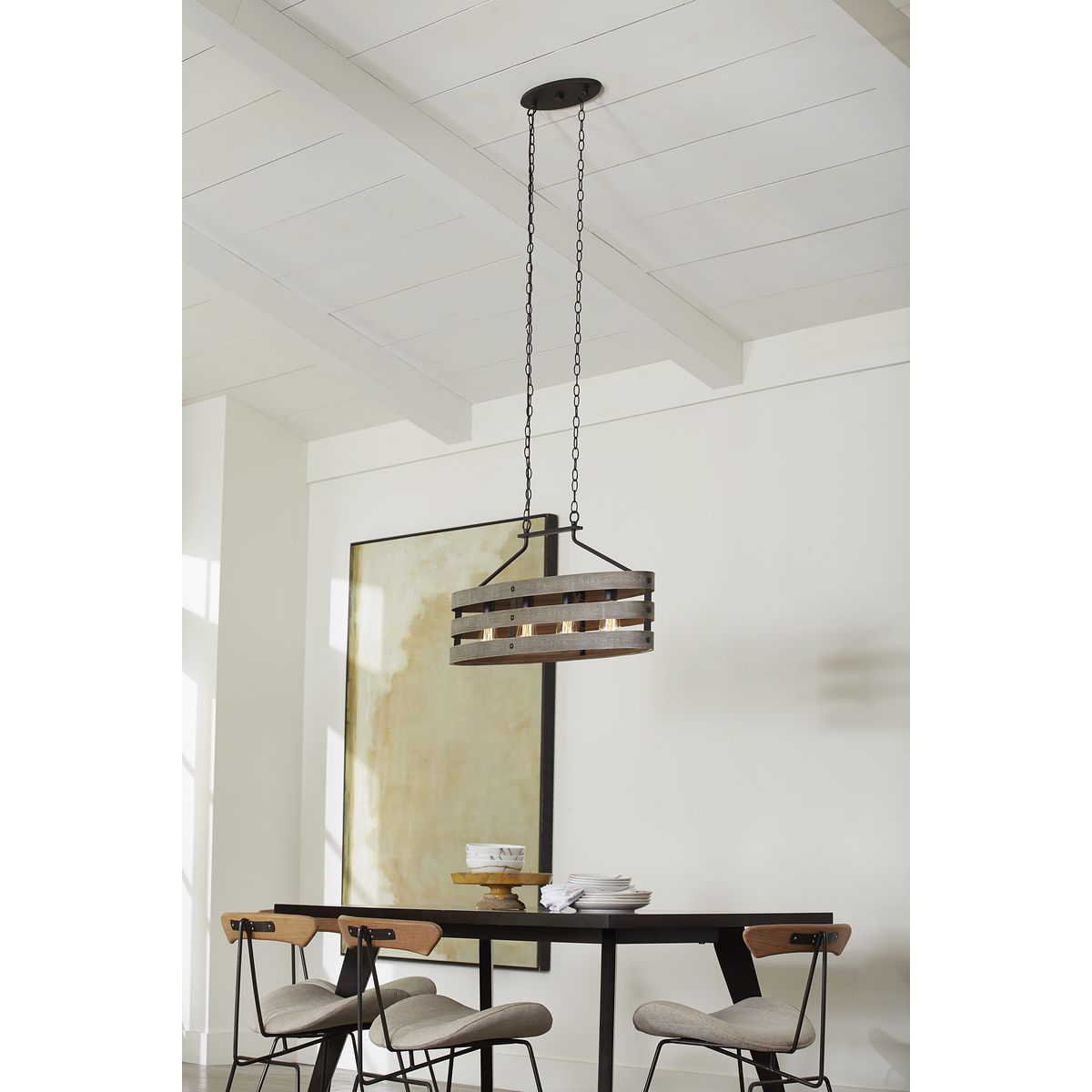 Progress Lighting Gulliver 4-Light Graphite Farmhouse Linear Large Hanging Kitchen Island Light