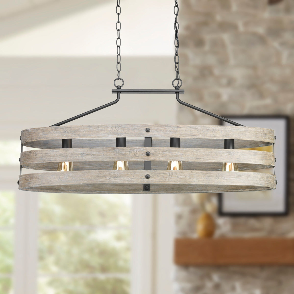 Progress Lighting Gulliver 4-Light Graphite Farmhouse Linear Large Hanging Kitchen Island Light