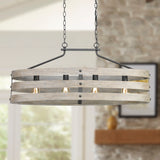 Progress Lighting Gulliver 4-Light Graphite Farmhouse Linear Large Hanging Kitchen Island Light