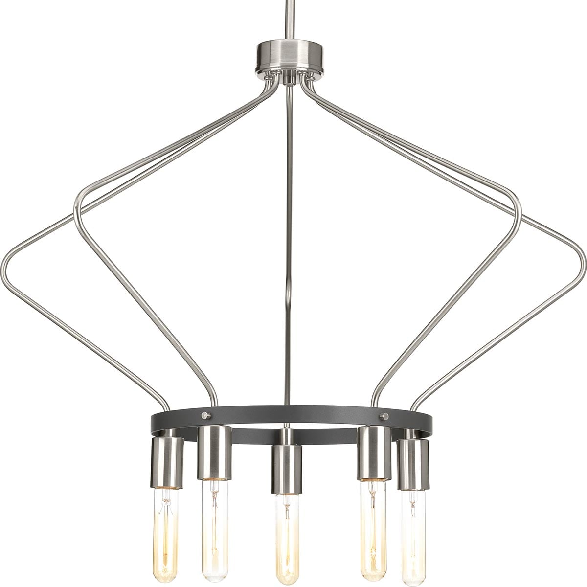 Progress Lighting Hangar 5-Light Brushed Nickel Industrial Chandelier