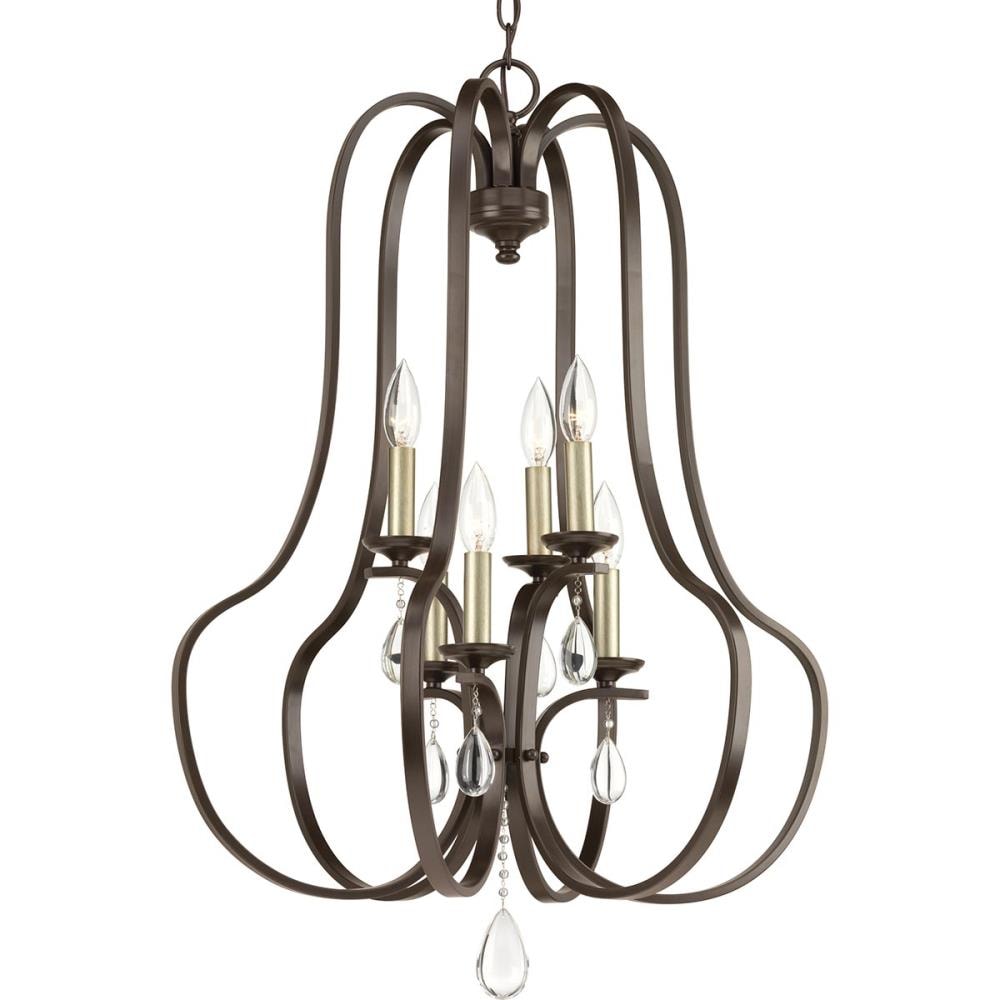 Progress Lighting Anjoux 6-Light Antique Bronze Transitional Geometric Medium Hanging Pendant Light