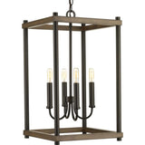 Progress Lighting Fontayne 4-Light Antique Bronze Industrial Square Medium Hanging Pendant Light