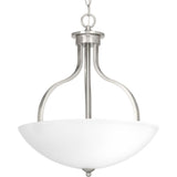 Progress Lighting Laird 3-Light Brushed Nickel Transitional Etched Glass Bowl Medium Hanging Pendant Light
