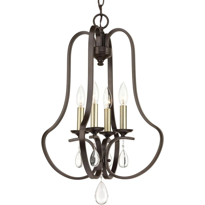 Progress Lighting Anjoux 4-Light Antique Bronze Transitional Geometric Medium Hanging Pendant Light