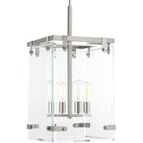 Progress Lighting Glayse 4-Light Brushed Nickel Modern/Contemporary Beveled Glass Square Medium Hanging Pendant Light