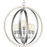 Progress Lighting Conestee 6-Light Galvanized Coastal Globe Large Hanging Pendant Light