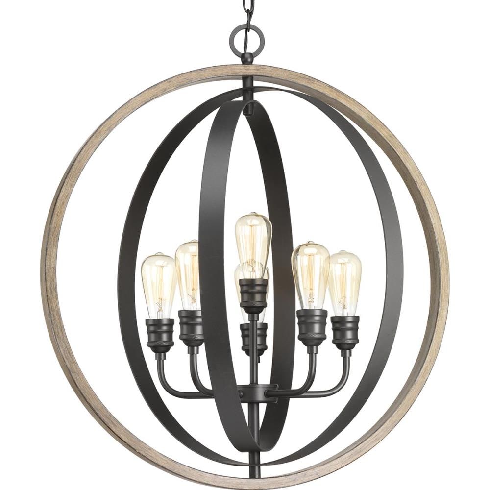 Progress Lighting Conestee 6-Light Graphite Coastal Globe Large Hanging Pendant Light