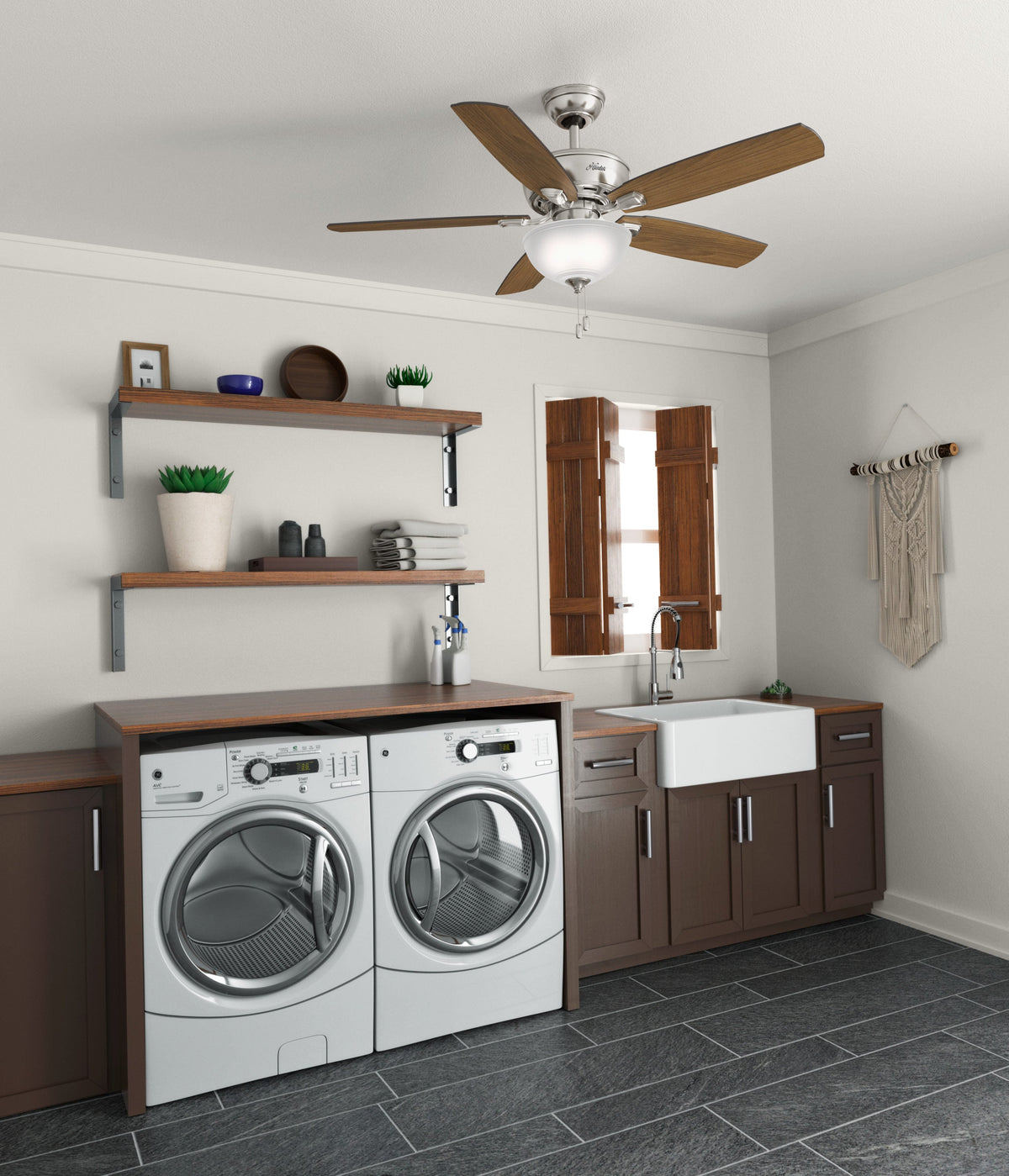 Hunter Creekside LED 52-in Satin Nickel Indoor Ceiling Fan with Light Kit, 5-Blade