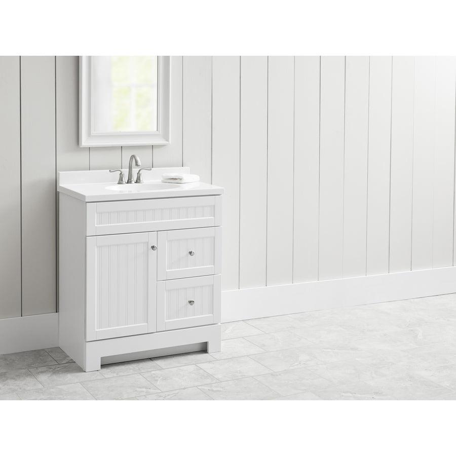Style Selections Ellenbee 30-in Gray Single Sink Bathroom Vanity with White Cultured Marble Top - Super Arbor