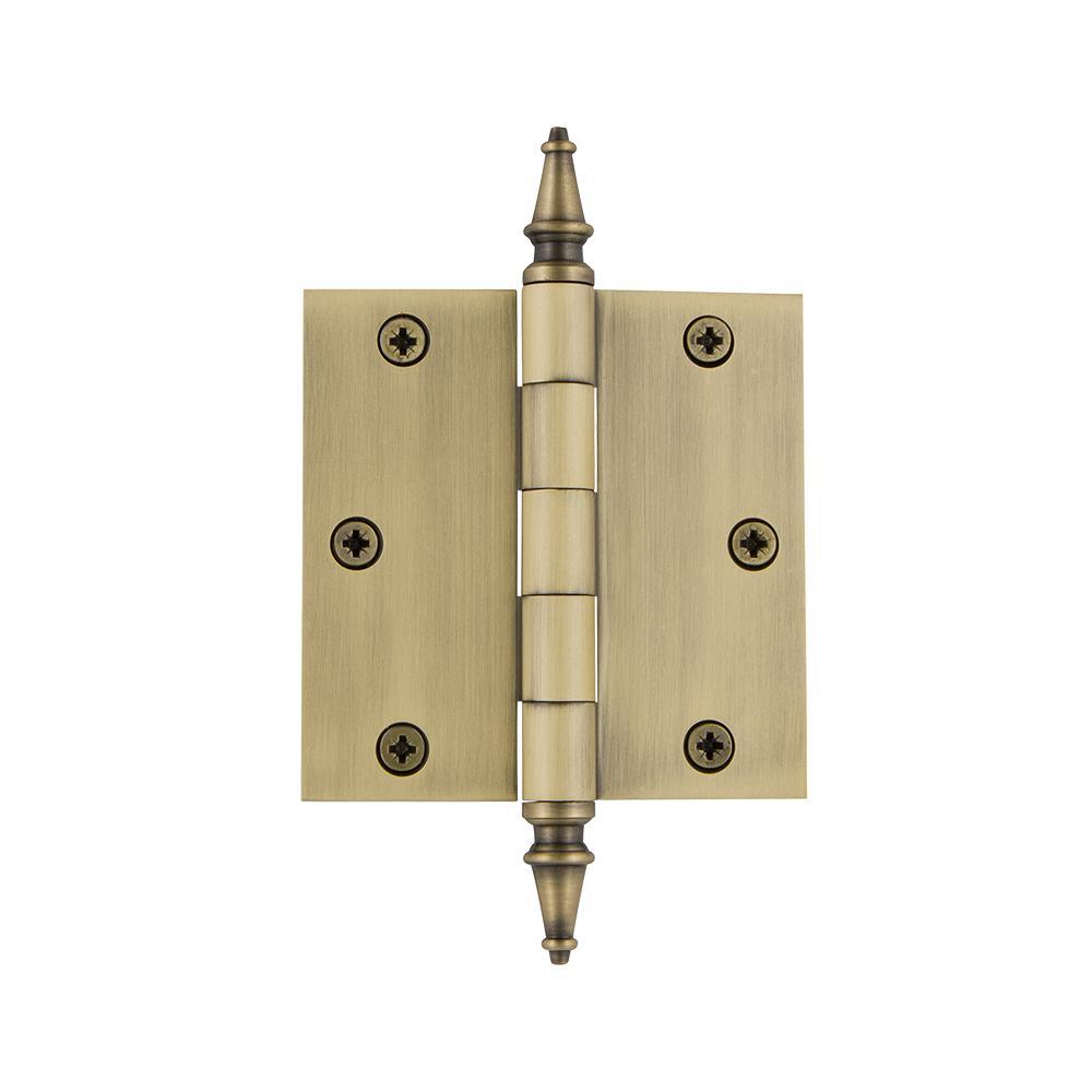 3.5 in. Polished Brass Steeple Tip Residential Hinge with 5/8 in. Radius Corners - Super Arbor