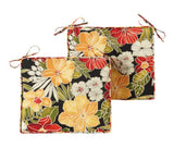 Greendale Home Fashions 2-Piece Aloha Black Deep Seat Patio Chair Cushion