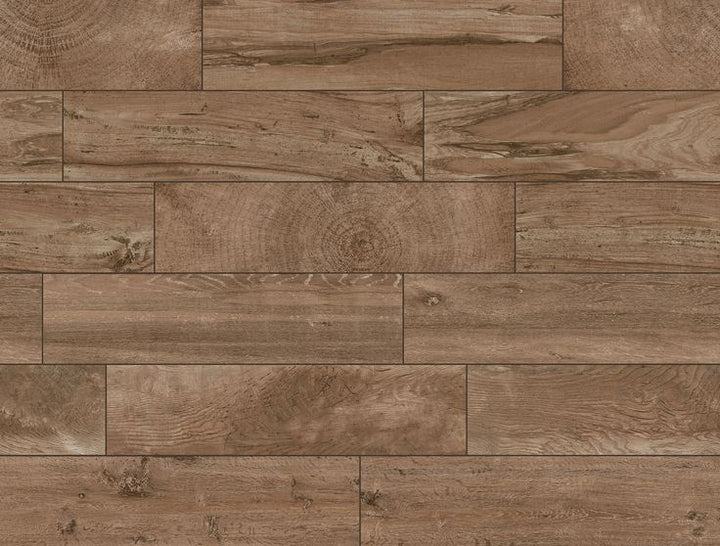 Style Selections Woods Natural 6-in x 24-in Glazed Porcelain Wood Look Floor Tile
