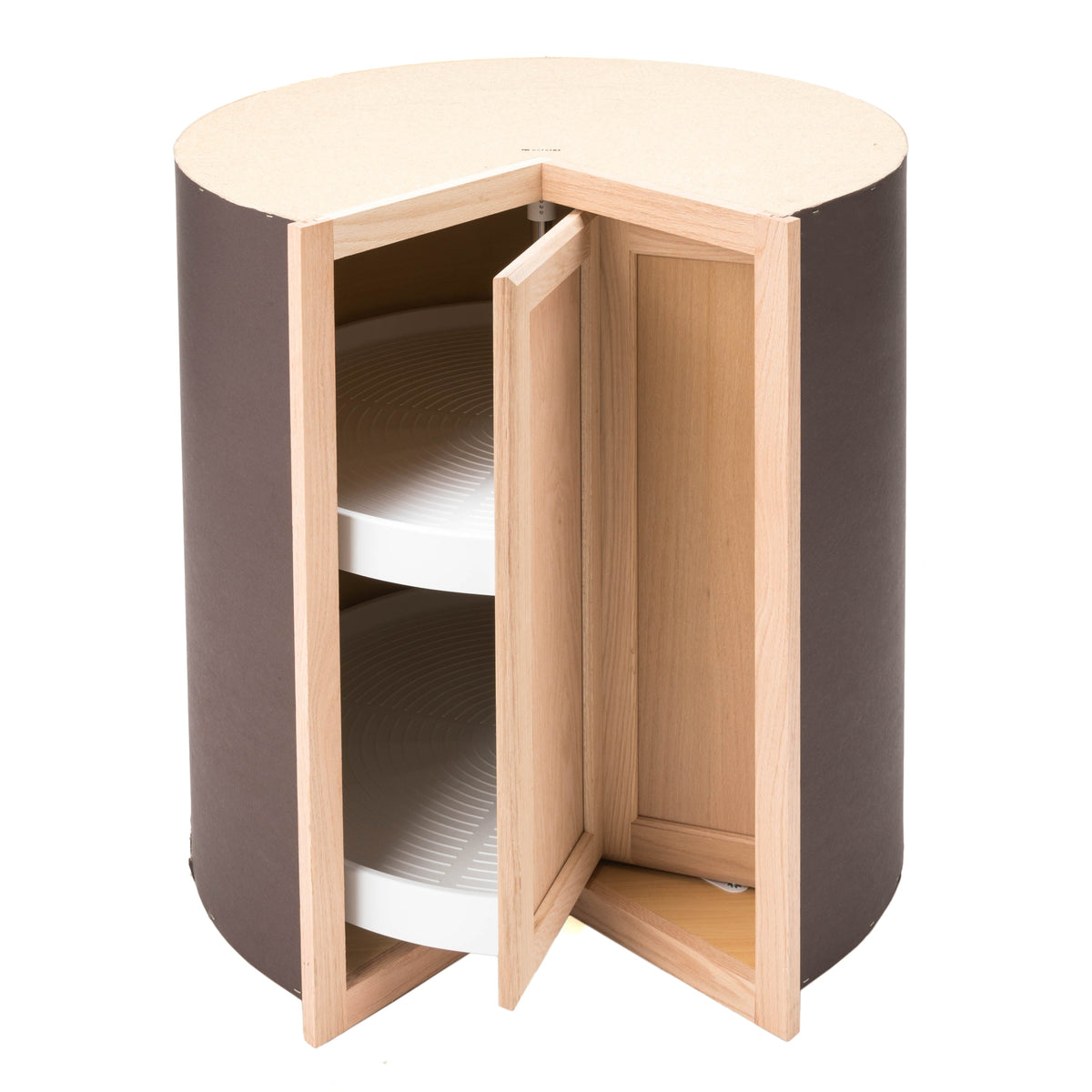 Project Source Oak Brook 36-in W x 35-in H x 23.75-in D Unfinished Oak Lazy Susan Corner Base Cabinet, Fully Assembled