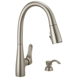Delta Dunsley SpotShield Stainless 1-Handle Pull-Down Kitchen Faucet with Deck Plate & Soap Dispenser