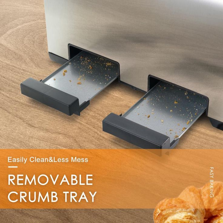 1500 W 4-Slice Silver Wide Slot Toaster with 6 Bread Shade Settings and Removable Crumb Tray