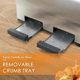 1500 W 4-Slice Silver Wide Slot Toaster with 6 Bread Shade Settings and Removable Crumb Tray