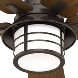 Hunter Lantern Bay LED 54-in Onyx Bengal Bronze Indoor/Outdoor Ceiling Fan with Remote, 5-Blade