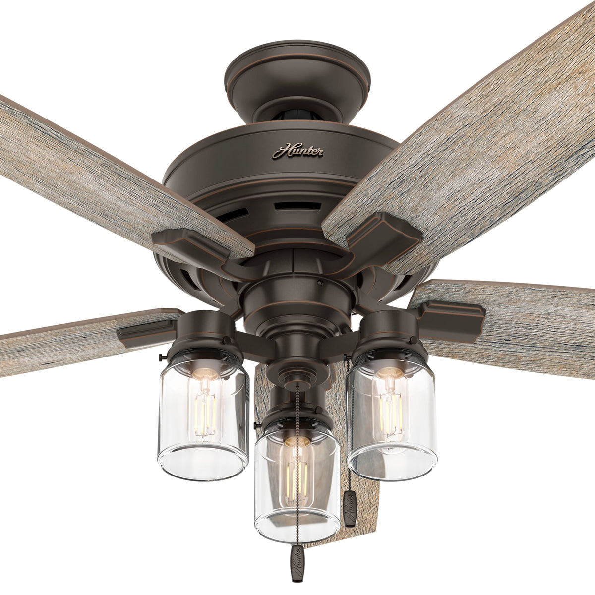 Hunter Lincoln Edison Style LED 52-in Onyx Bengal Bronze LED Indoor Ceiling Fan (5-Blade)