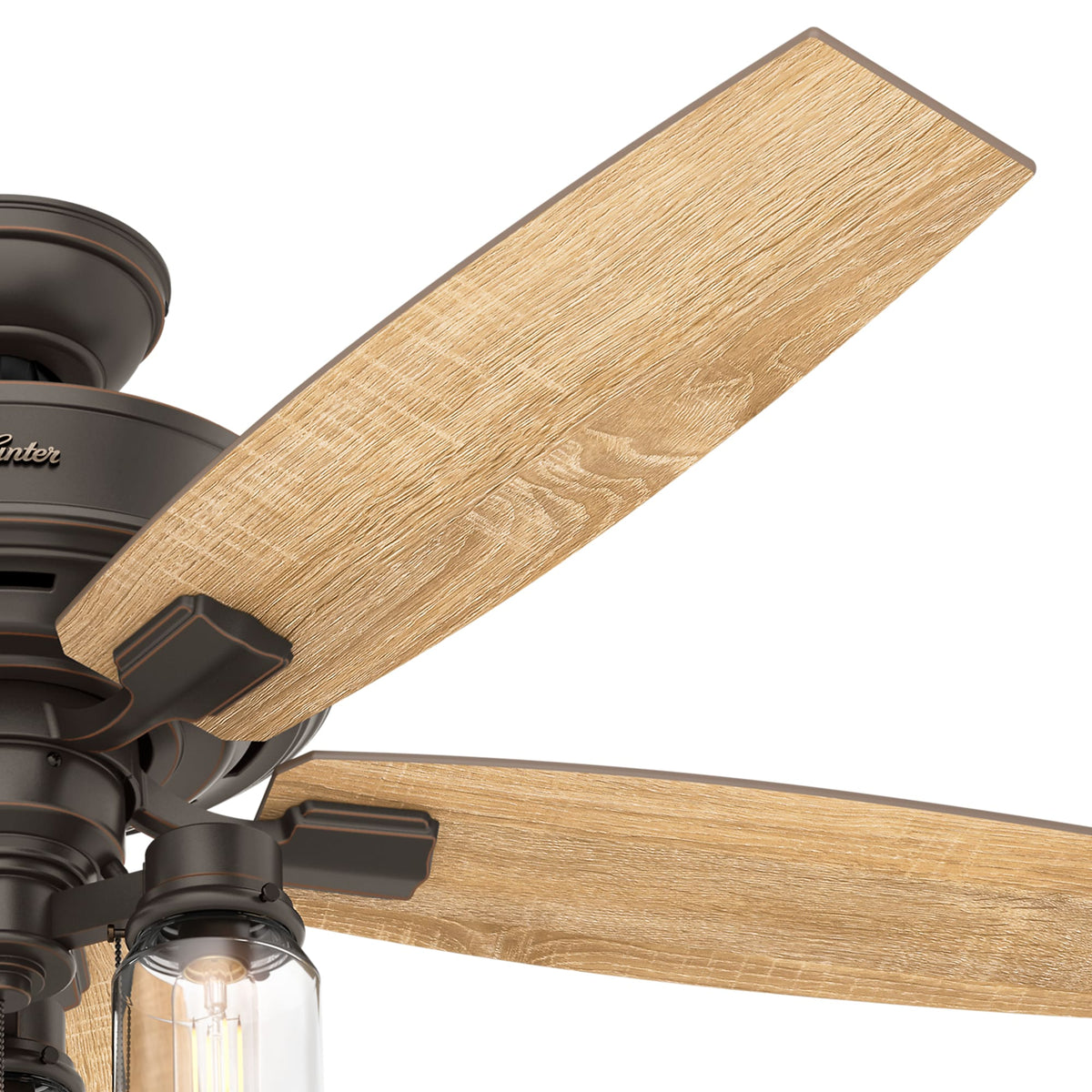 Hunter Lincoln Edison Style LED 52-in Onyx Bengal Bronze LED Indoor Ceiling Fan (5-Blade)