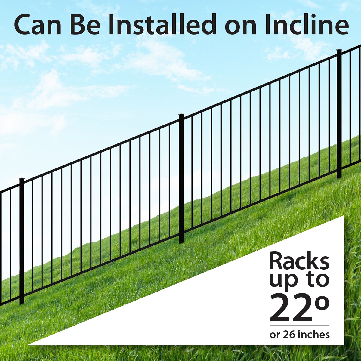 Ironcraft Eastham 4-ft H x 6-ft W Black Powder Coated Aluminum Flat-top Yard Fence Panel