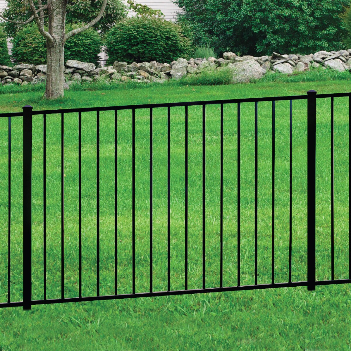 Ironcraft Eastham 4-ft H x 6-ft W Black Powder Coated Aluminum Flat-top Yard Fence Panel