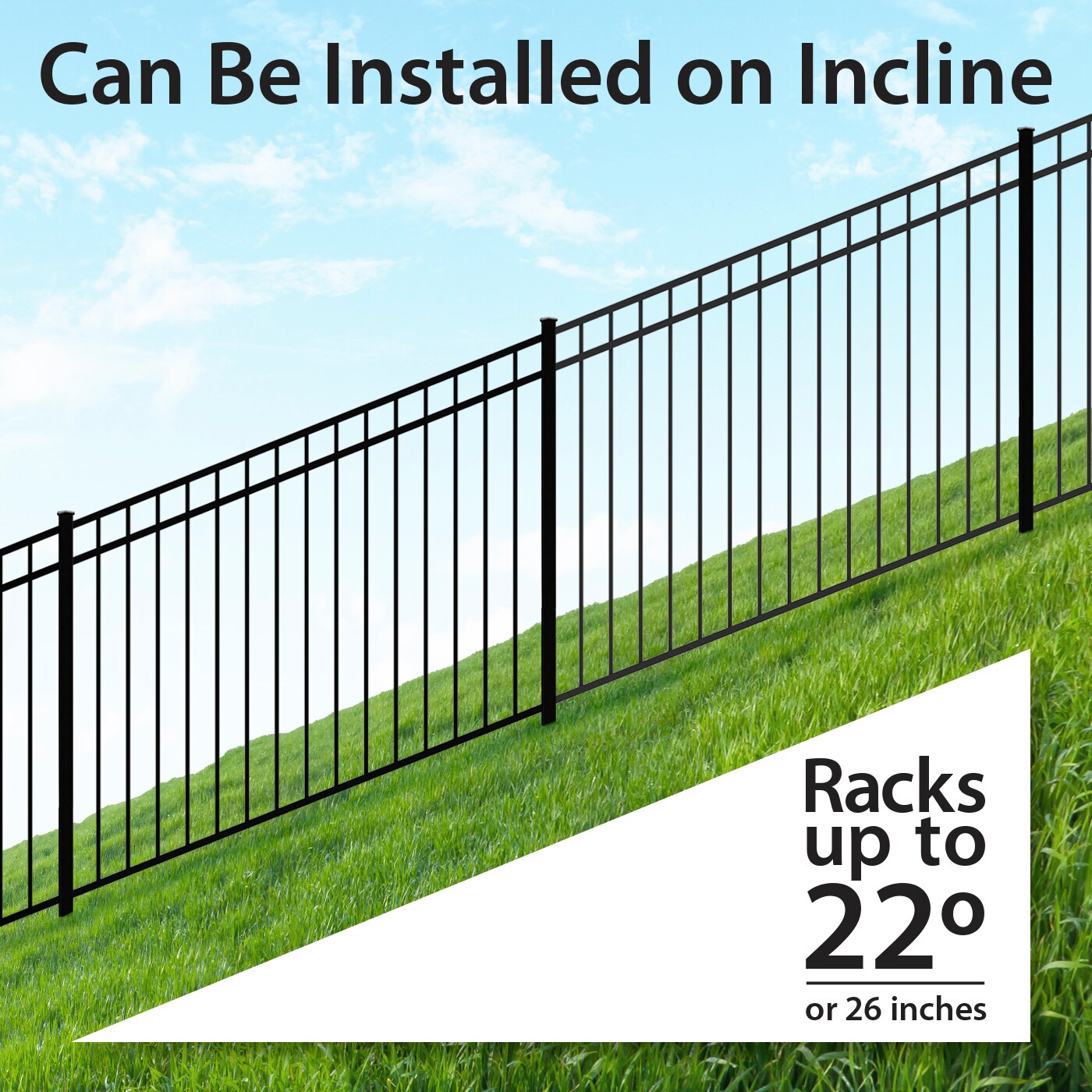 Ironcraft Berkshire 6-ft W Black Powder-coated Aluminum Spaced Picket Flat-top Yard Fence Panel