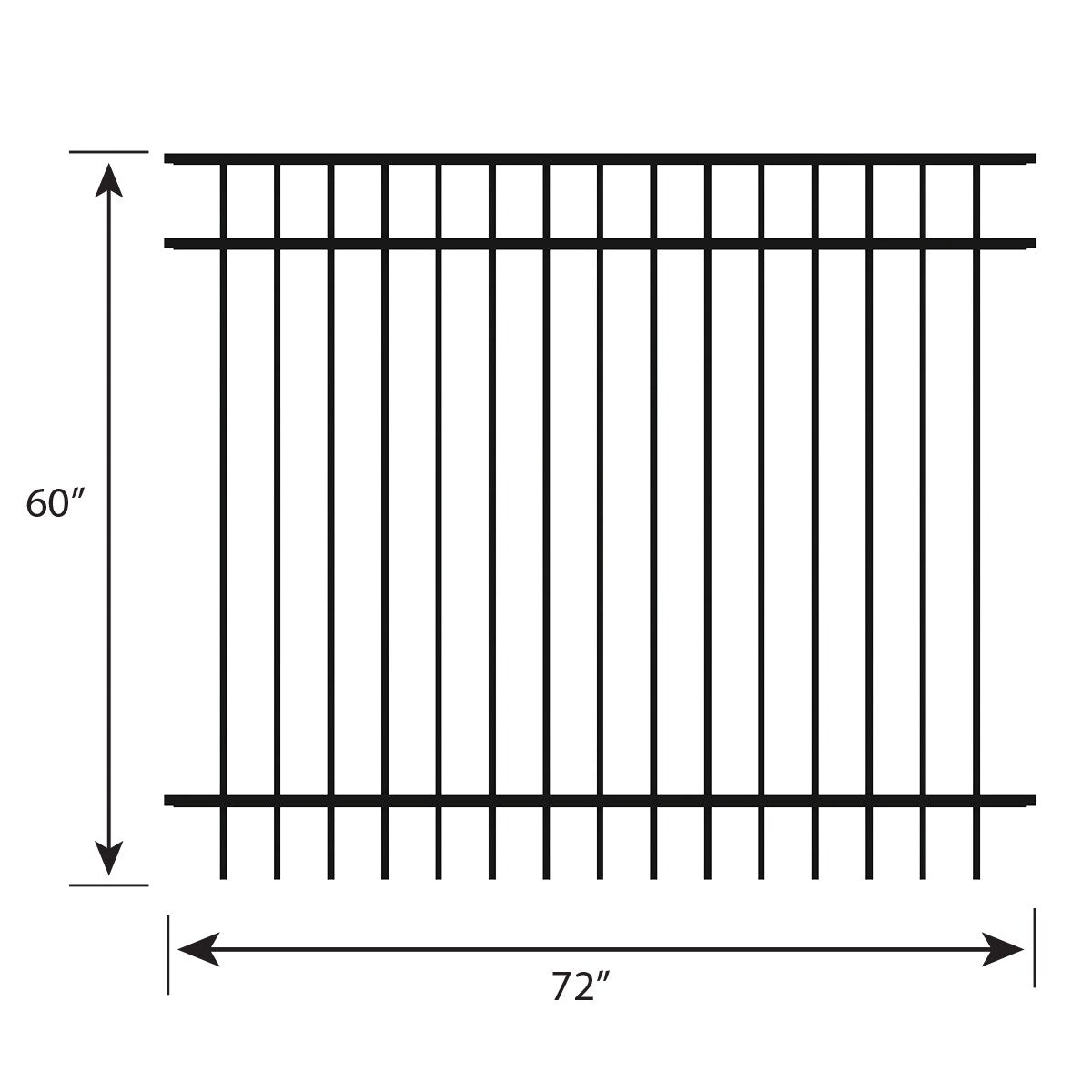 Ironcraft Berkshire 6-ft W Black Powder-coated Aluminum Spaced Picket Flat-top Yard Fence Panel